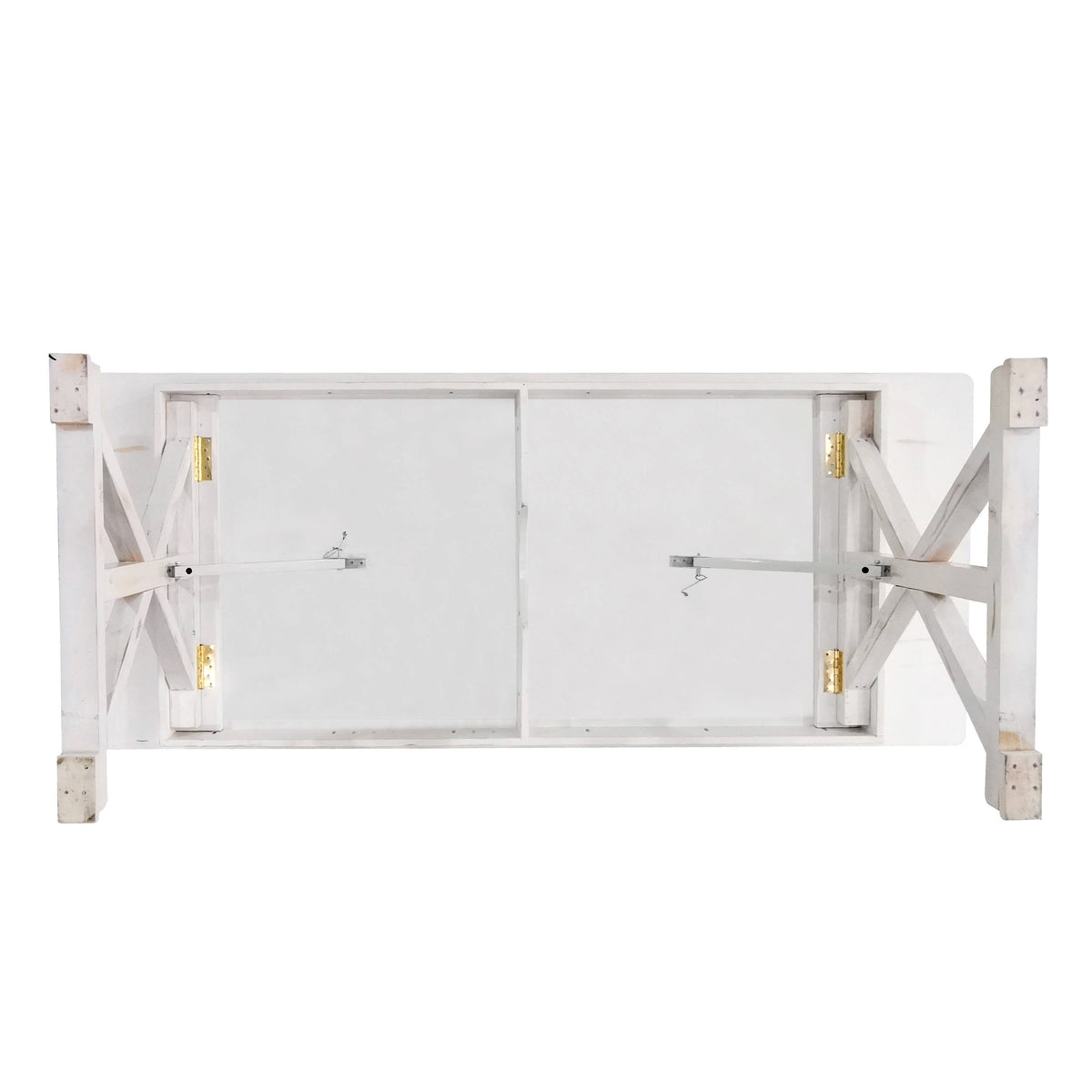 Flash Furniture XA-F-96X40-XLEGS-WH-GG Solid Pine Farm Dining Table with X-Style Legs in Antique Rustic White-8' x 40" - View 8