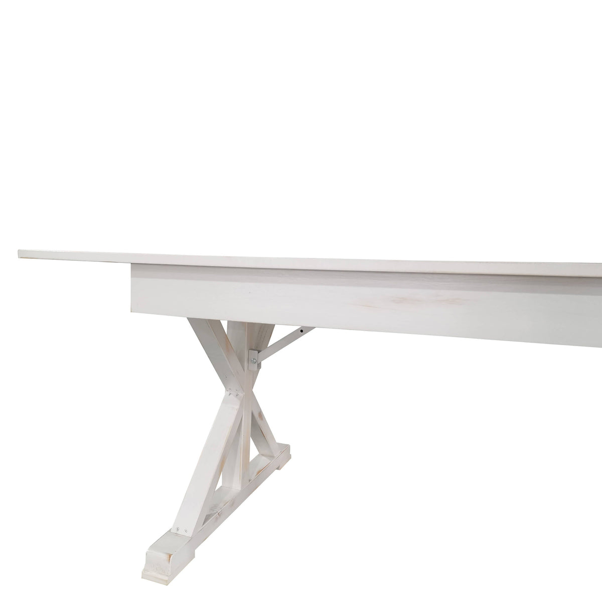 Flash Furniture XA-F-96X40-XLEGS-WH-GG Solid Pine Farm Dining Table with X-Style Legs in Antique Rustic White-8' x 40" - View 9