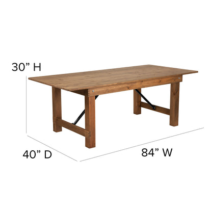 Flash Furniture XA-FARM-10-GG 7' x 40" Rustic Folding Farm Table Set with 8 Cross Back Chairs and Cushions - View 5