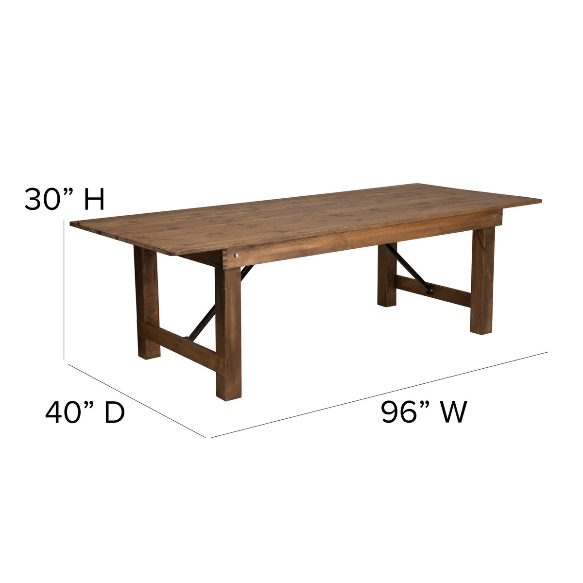 Flash Furniture XA-FARM-13-GG 8' x 40" Rustic Folding Farm Table Set with 10 Cross Back Chairs and Cushions - View 5