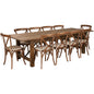 Flash Furniture XA-FARM-15-GG 9' x 40" Rustic Folding Farm Table Set with 10 Cross Back Chairs and Cushions - Main view