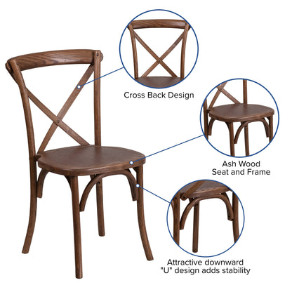 Flash Furniture XA-FARM-15-GG 9' x 40" Rustic Folding Farm Table Set with 10 Cross Back Chairs and Cushions - View 4
