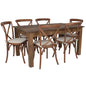 Flash Furniture XA-FARM-19-GG 60" x 38" Antique Rustic Farm Table Set with 6 Cross Back Chairs and Cushions - Main view