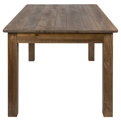 Flash Furniture XA-FARM-19-GG 60" x 38" Antique Rustic Farm Table Set with 6 Cross Back Chairs and Cushions - View 8