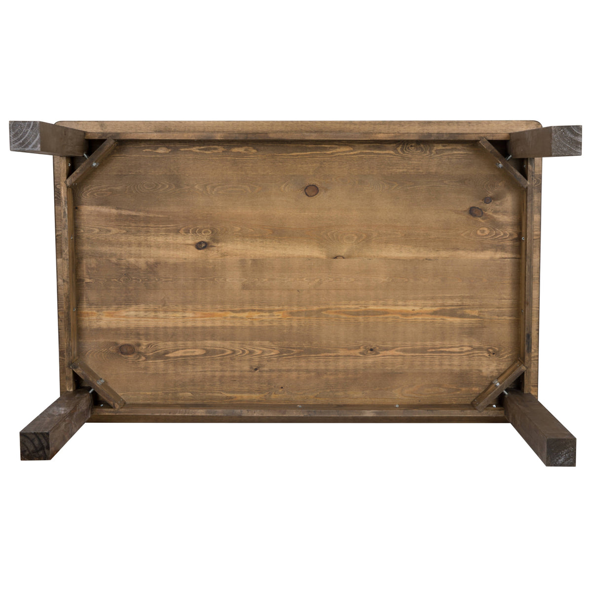 Flash Furniture XA-FARM-19-GG 60" x 38" Antique Rustic Farm Table Set with 6 Cross Back Chairs and Cushions - View 10