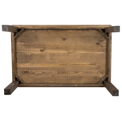 Flash Furniture XA-FARM-19-GG 60" x 38" Antique Rustic Farm Table Set with 6 Cross Back Chairs and Cushions - View 10