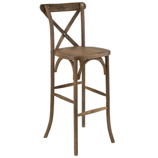 Flash Furniture XA-X-BAR-GO-GG 350lb. Rated Dark Antique Wood Cross Back Stackable Barstool - Main view