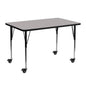 Flash Furniture XU-A2448-REC-GY-H-A-CAS-GG Mobile 24"W x 48"L Grey HP Laminate Activity Table with Height Adjustable Legs (Gray Top/Black Frame) - Main view