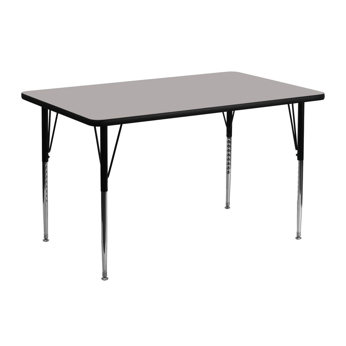 Flash Furniture XU-A2448-REC-GY-H-A-GG 24"W x 48"L Grey HP Laminate Activity Table with Height Adjustable Legs (Gray Top/Black Frame) - Main view