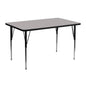Flash Furniture XU-A2448-REC-GY-H-A-GG 24"W x 48"L Grey HP Laminate Activity Table with Height Adjustable Legs (Gray Top/Black Frame) - Main view