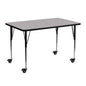 Flash Furniture XU-A2448-REC-GY-T-A-CAS-GG Mobile 24"W x 48"L Rectangular Grey Thermal Laminate Activity Table (Gray Top/Black Frame) - Main view