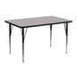 Flash Furniture XU-A2448-REC-GY-T-A-GG 24"W x 48"L Rectangular Grey Thermal Laminate Activity Table w/ Adjustable Legs (Gray Top/Black Frame) - Main view