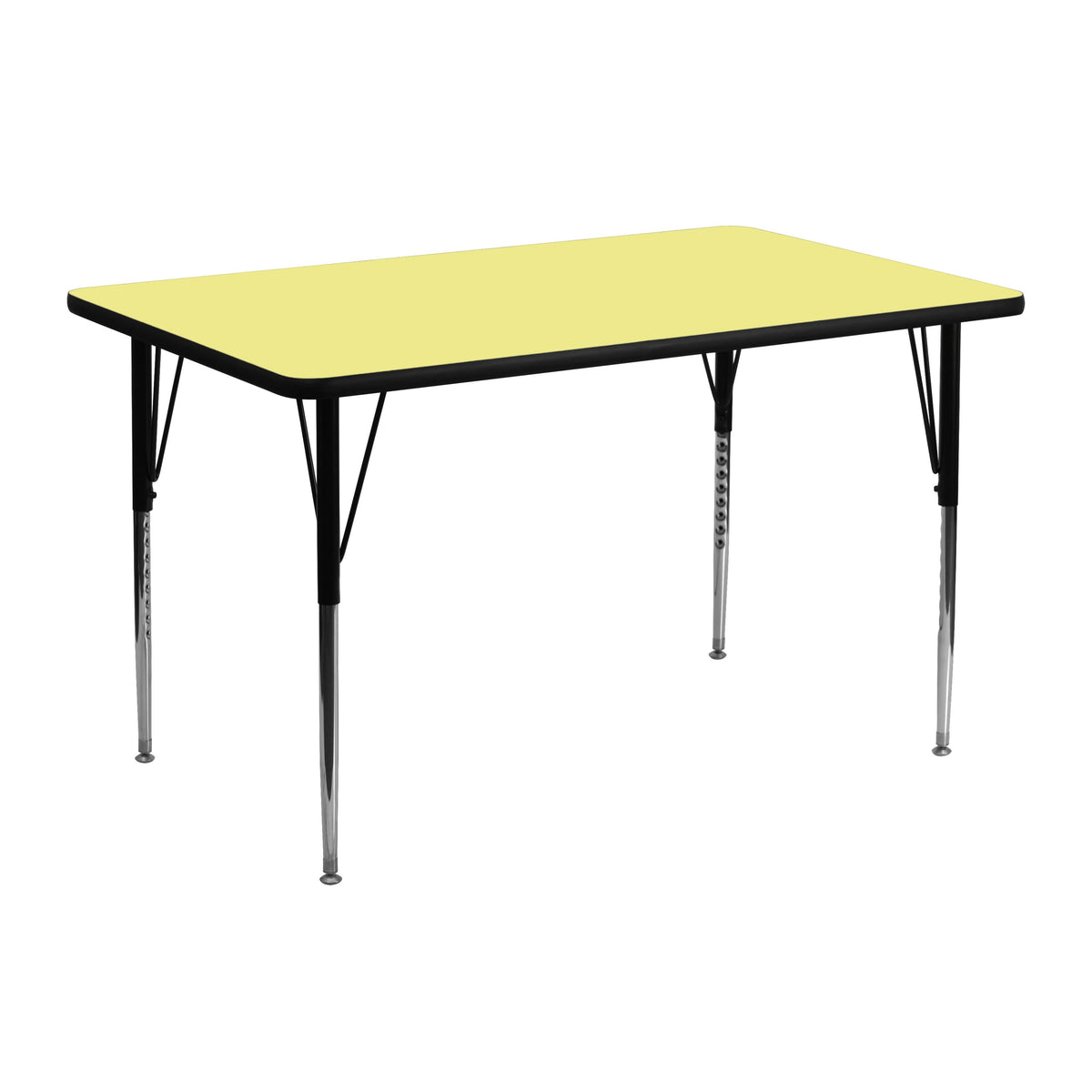 Flash Furniture XU-A2448-REC-YEL-T-A-GG 24"W x 48"L Rectangular Yellow Thermal Laminate Activity Table - Adjustable Legs (Yellow Top/Black Frame) - Main view