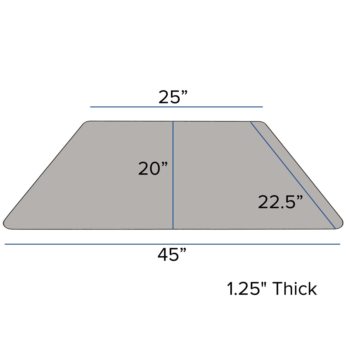 Flash Furniture XU-A2448-TRAP-GY-H-A-CAS-GG Mobile 22.5"W x 45"L Trapezoid Grey HP Laminate Adjustable Leg Activity Table (Gray Top/Black Frame) - View 2