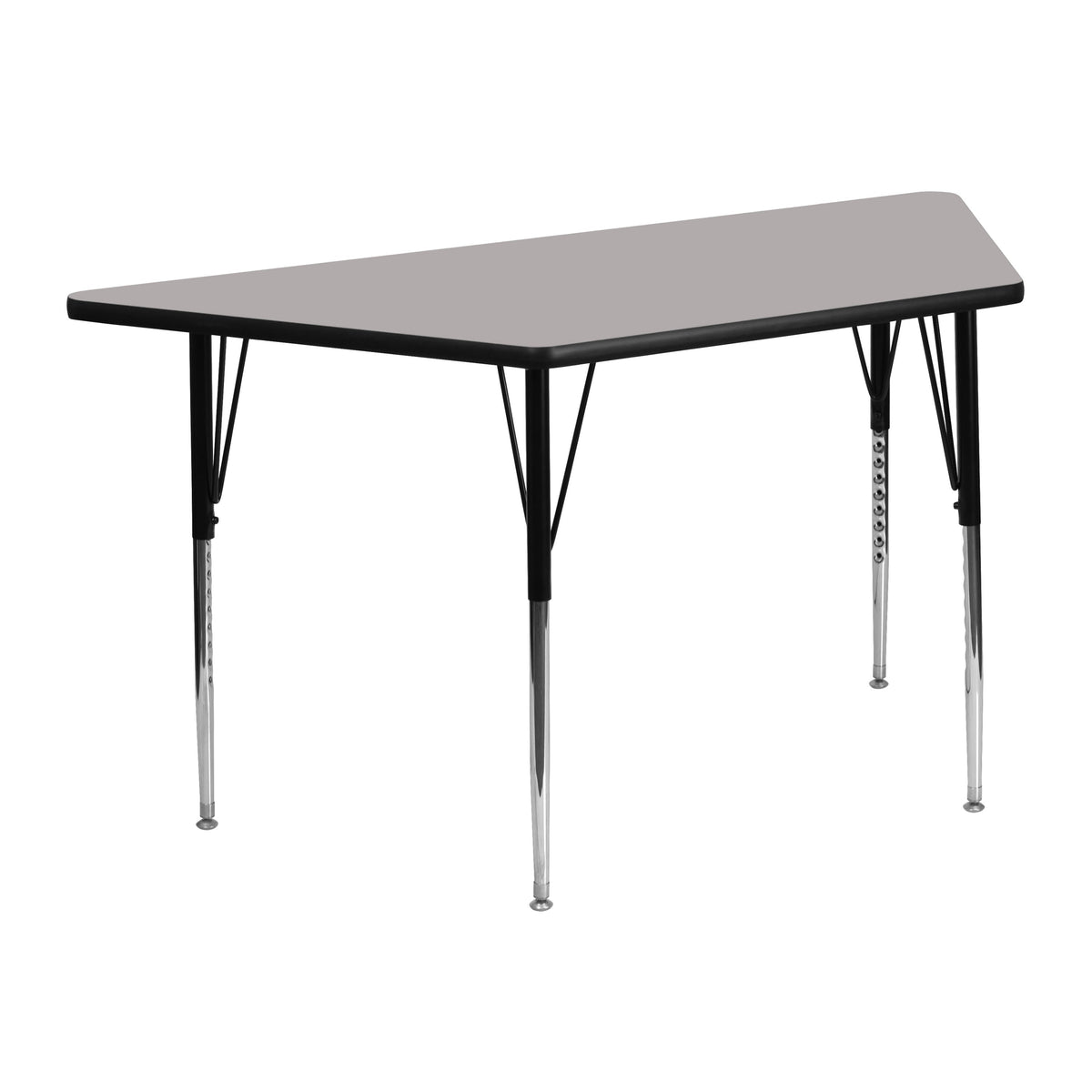 Flash Furniture XU-A2448-TRAP-GY-H-A-GG 22.5"W x 45"L Trapezoid Grey HP Laminate Activity Table - Height Adjustable Legs (Gray Top/Black Frame) - Main view
