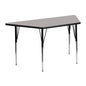 Flash Furniture XU-A2448-TRAP-GY-H-A-GG 22.5"W x 45"L Trapezoid Grey HP Laminate Activity Table - Height Adjustable Legs (Gray Top/Black Frame) - Main view