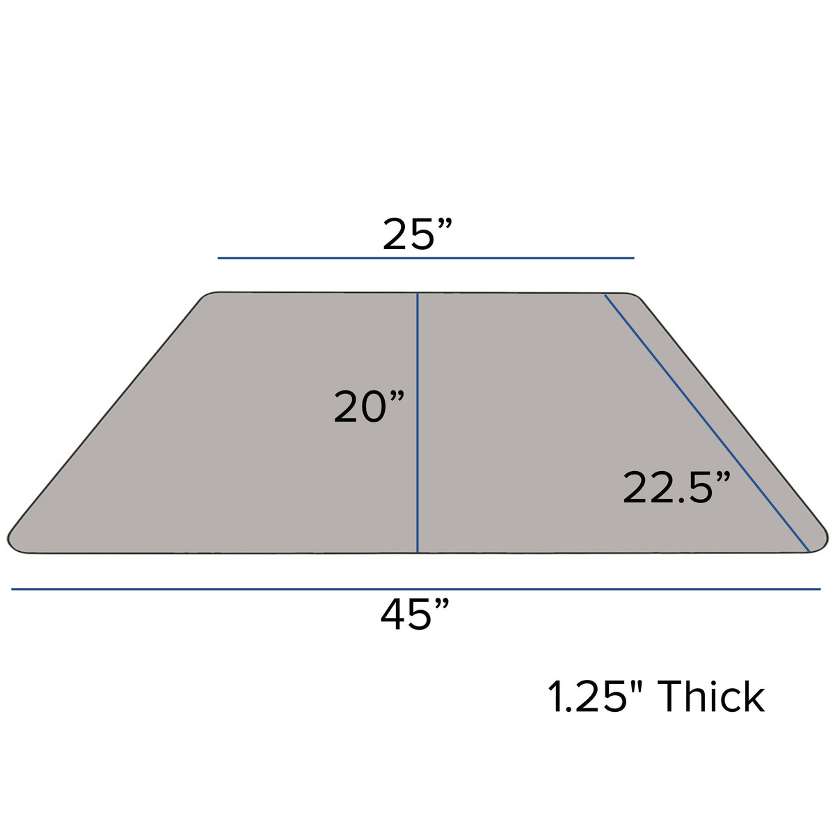 Flash Furniture XU-A2448-TRAP-GY-H-A-GG 22.5"W x 45"L Trapezoid Grey HP Laminate Activity Table - Height Adjustable Legs (Gray Top/Black Frame) - View 2