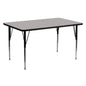 Flash Furniture XU-A2460-REC-GY-H-A-GG 24"W x 60"L Rectangular Grey HP Laminate Activity Table - Height Adjustable Legs (Gray Top/Black Frame) - Main view