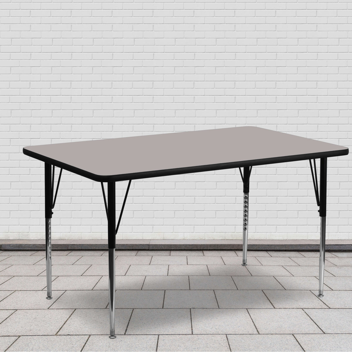 Flash Furniture XU-A2460-REC-GY-H-A-GG 24"W x 60"L Rectangular Grey HP Laminate Activity Table - Height Adjustable Legs (Gray Top/Black Frame) - View 2