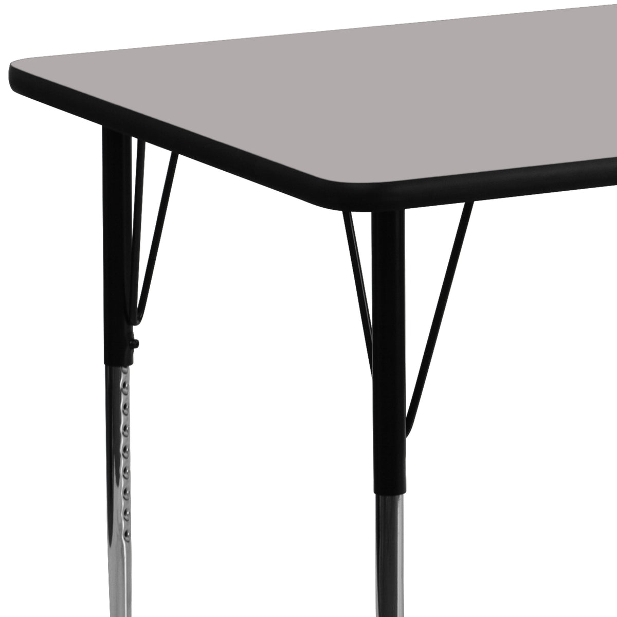 Flash Furniture XU-A2460-REC-GY-H-A-GG 24"W x 60"L Rectangular Grey HP Laminate Activity Table - Height Adjustable Legs (Gray Top/Black Frame) - View 5