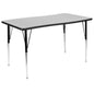 Flash Furniture XU-A3048-CON-GY-T-A-GG 28"W x 47.5"L Rectangle Wave Collaborative Grey Adjustable Height Activity Table (Grey Top/Black Frame) - Main view