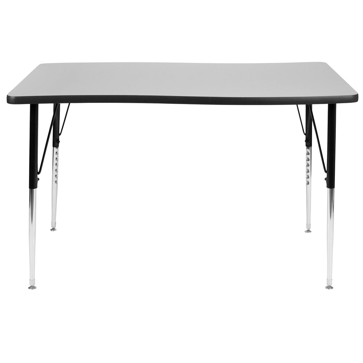 Flash Furniture XU-A3048-CON-GY-T-A-GG 28"W x 47.5"L Rectangle Wave Collaborative Grey Adjustable Height Activity Table (Grey Top/Black Frame) - View 6