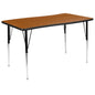 Flash Furniture XU-A3048-CON-OAK-T-A-GG 28"W x 47.5"L Rectangle Wave Collaborative Oak Adjustable Height Activity Table (Oak Top/Black Frame) - Main view