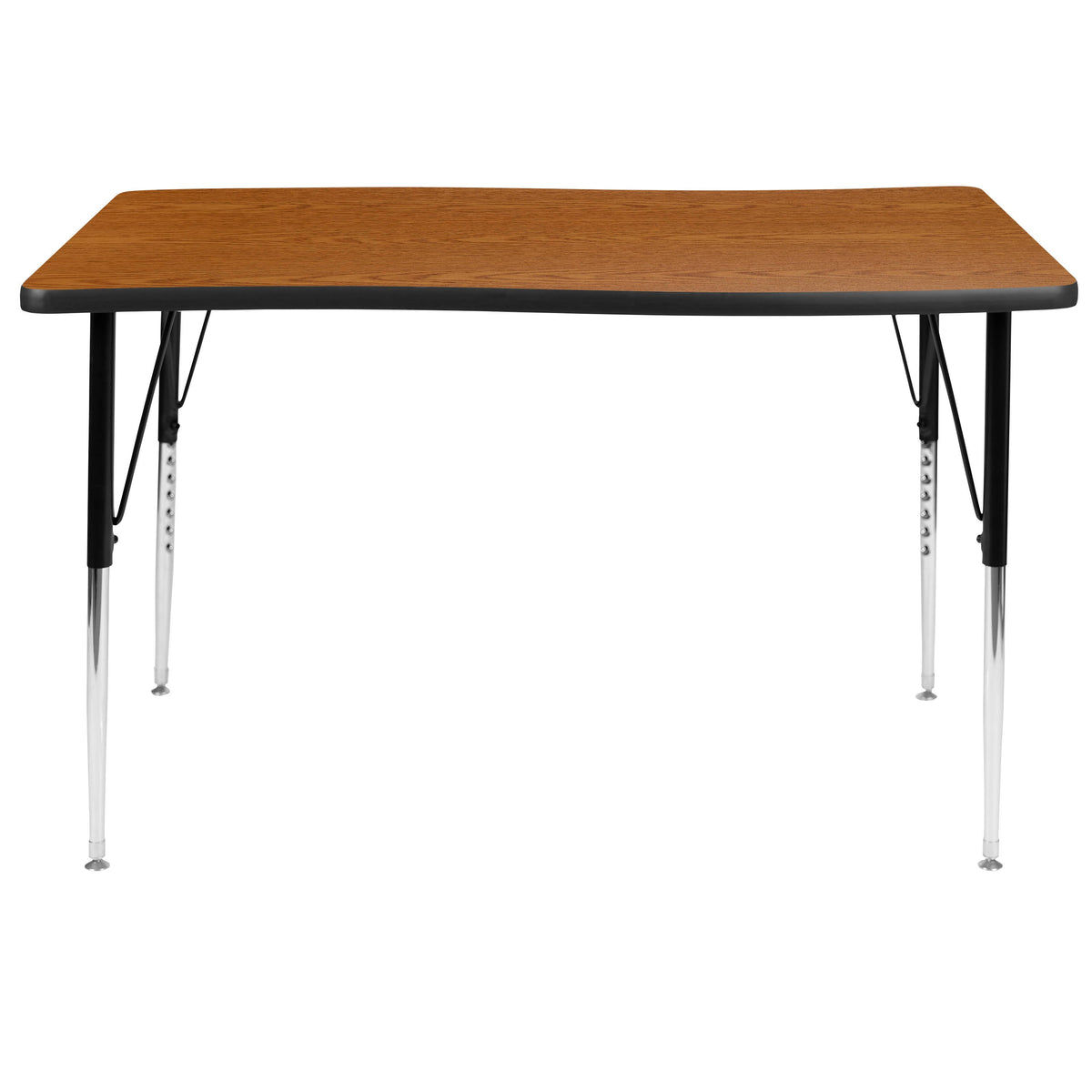 Flash Furniture XU-A3048-CON-OAK-T-A-GG 28"W x 47.5"L Rectangle Wave Collaborative Oak Adjustable Height Activity Table (Oak Top/Black Frame) - View 6