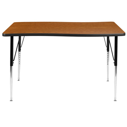 Flash Furniture XU-A3048-CON-OAK-T-A-GG 28"W x 47.5"L Rectangle Wave Collaborative Oak Adjustable Height Activity Table (Oak Top/Black Frame) - View 6