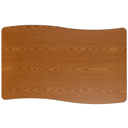 Flash Furniture XU-A3048-CON-OAK-T-A-GG 28"W x 47.5"L Rectangle Wave Collaborative Oak Adjustable Height Activity Table (Oak Top/Black Frame) - View 7
