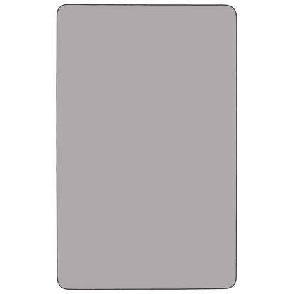 Flash Furniture XU-A3048-REC-GY-T-A-CAS-GG Mobile 30"W x 48"L Rectangular Grey Thermal Laminate Adjustable Activity Table (Gray Top/Black Frame) - View 2