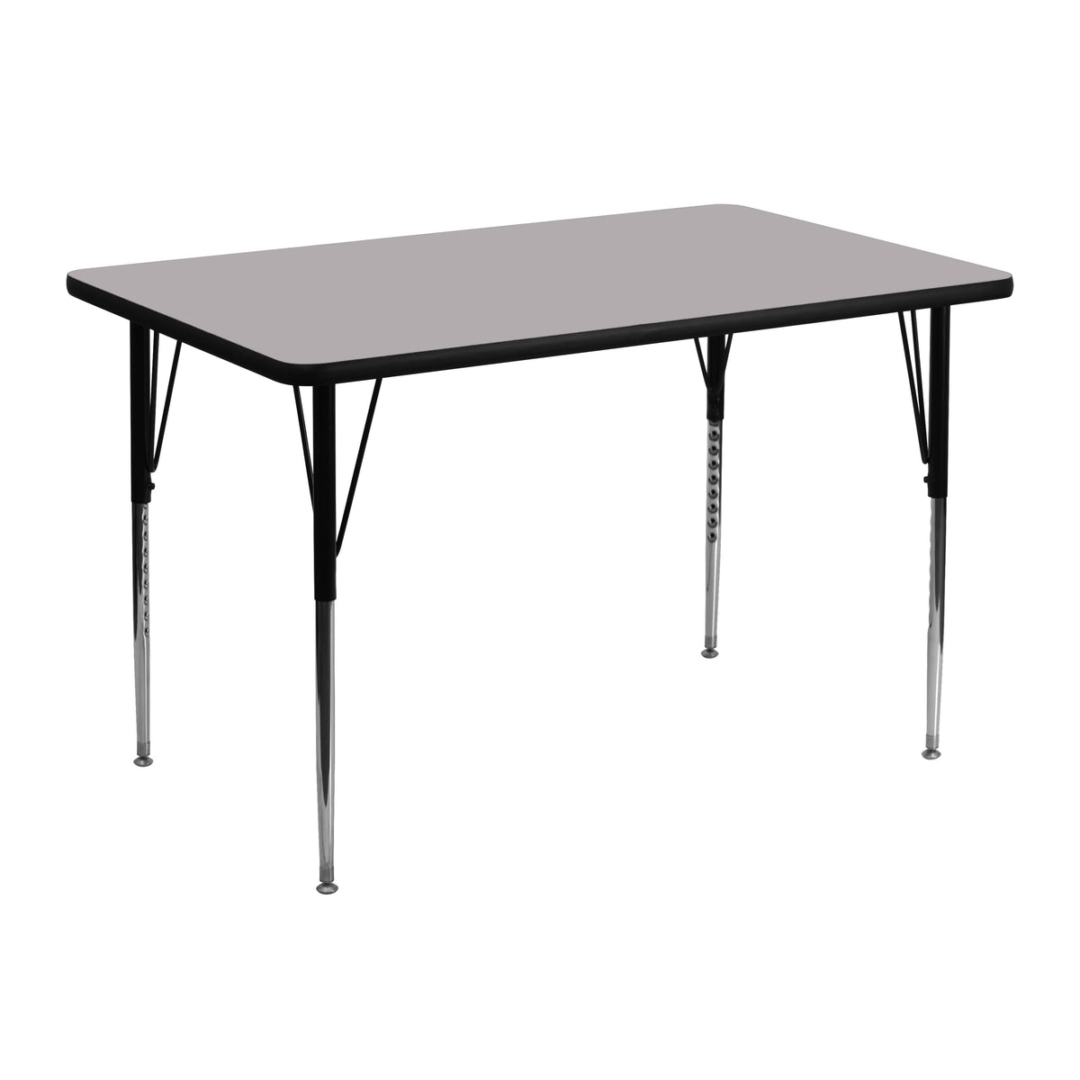 Flash Furniture XU-A3048-REC-GY-T-A-GG 30"W x 48"L Rectangular Grey Thermal Laminate Adjustable Activity Table (Gray Top/Black Frame) - Main view