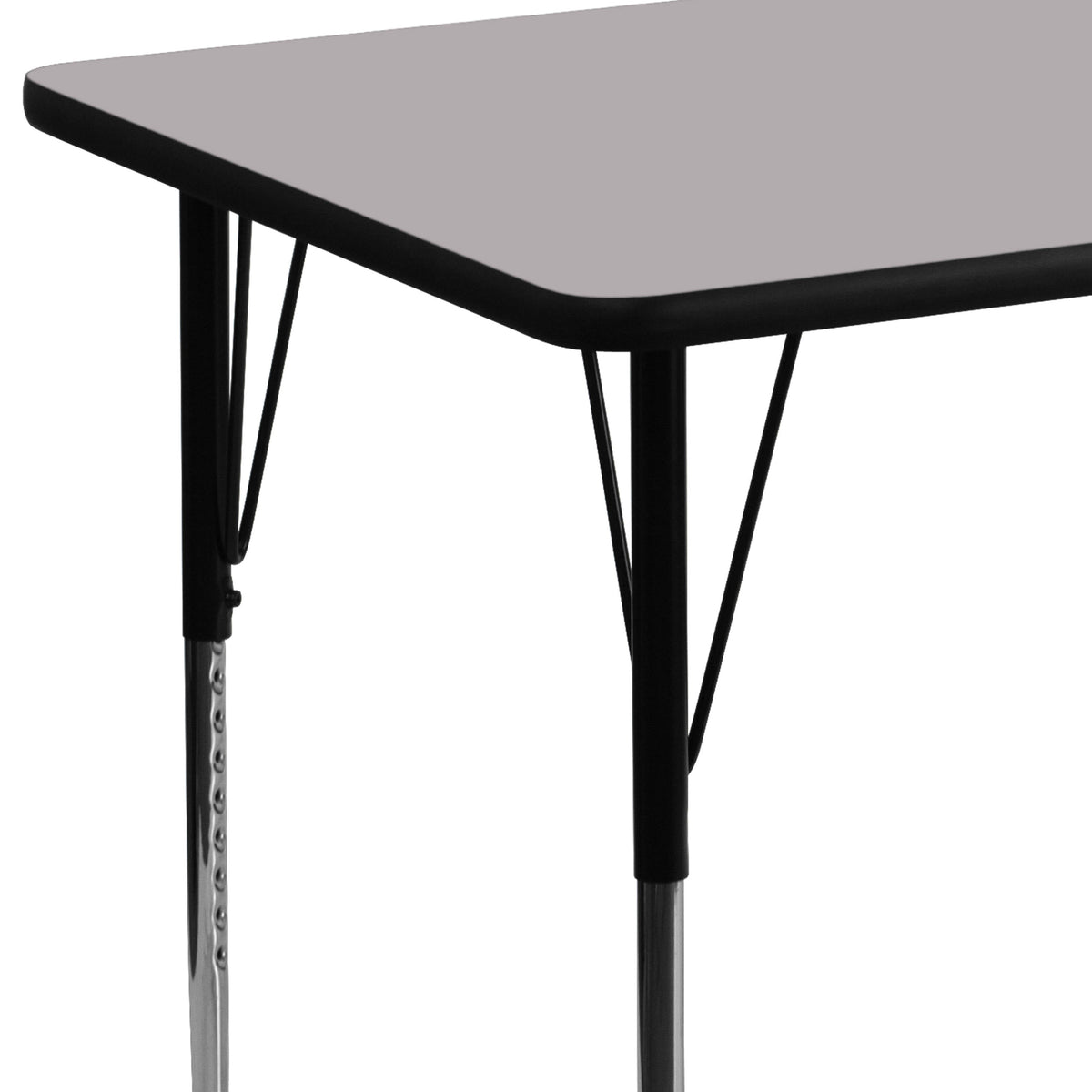 Flash Furniture XU-A3048-REC-GY-T-A-GG 30"W x 48"L Rectangular Grey Thermal Laminate Adjustable Activity Table (Gray Top/Black Frame) - View 5