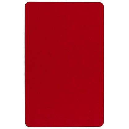 Flash Furniture XU-A3048-REC-RED-T-A-CAS-GG Mobile 30"W x 48"L Rectangular Red Thermal Laminate Adjustable Activity Table (Red Top/Black Frame) - View 2