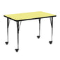 Flash Furniture XU-A3048-REC-YEL-T-A-CAS-GG Mobile 30"W x 48"L Rectangular Yellow Thermal Laminate Adjustable Activity Table (Yellow Top/Black Frame) - Main view