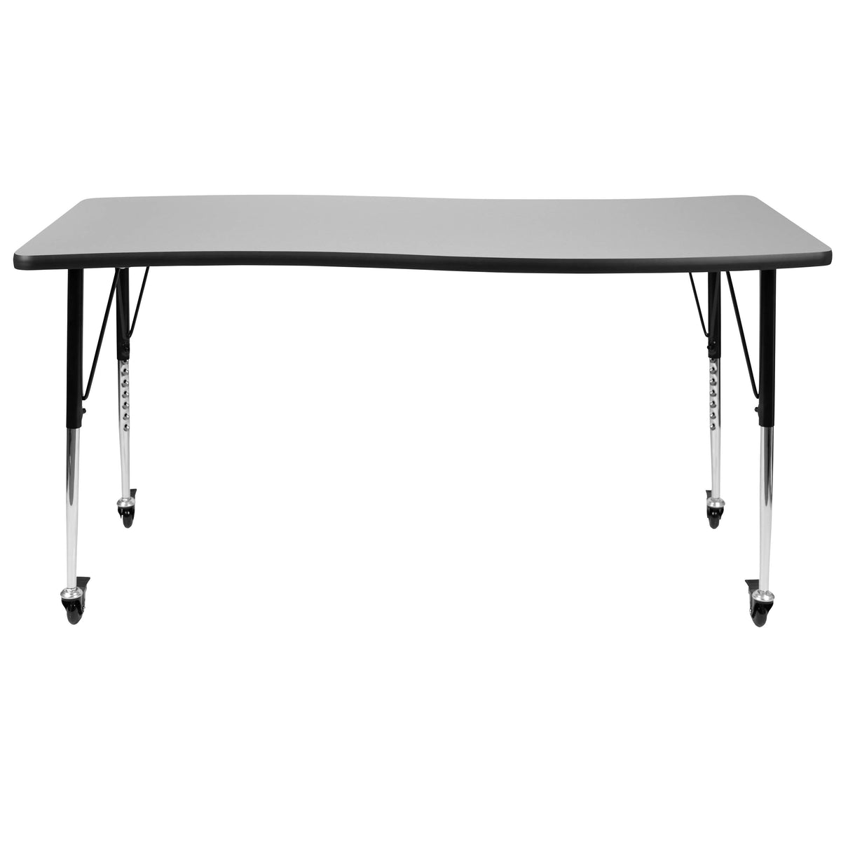 Flash Furniture XU-A3060-CON-GY-T-A-CAS-GG Mobile 26"W x 60"L Rectangular Wave Collaborative Grey Adjustable Activity Table (Grey Top/Black Frame) - View 6