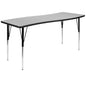 Flash Furniture XU-A3060-CON-GY-T-A-GG 26"W x 60"L Rectangular Wave Collaborative Grey Adjustable Height Activity Table (Grey Top/Black Frame) - Main view