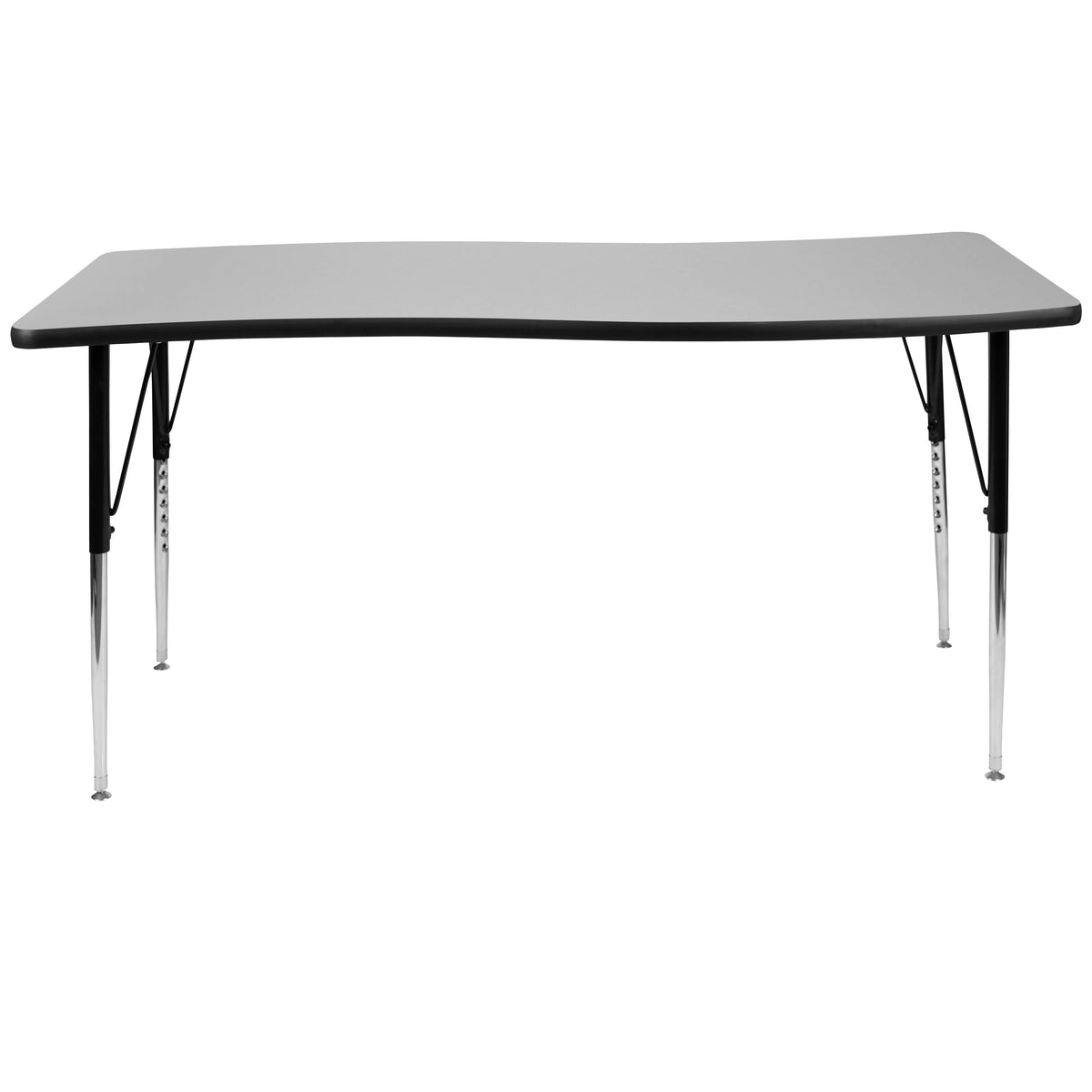 Flash Furniture XU-A3060-CON-GY-T-A-GG 26"W x 60"L Rectangular Wave Collaborative Grey Adjustable Height Activity Table (Grey Top/Black Frame) - View 6