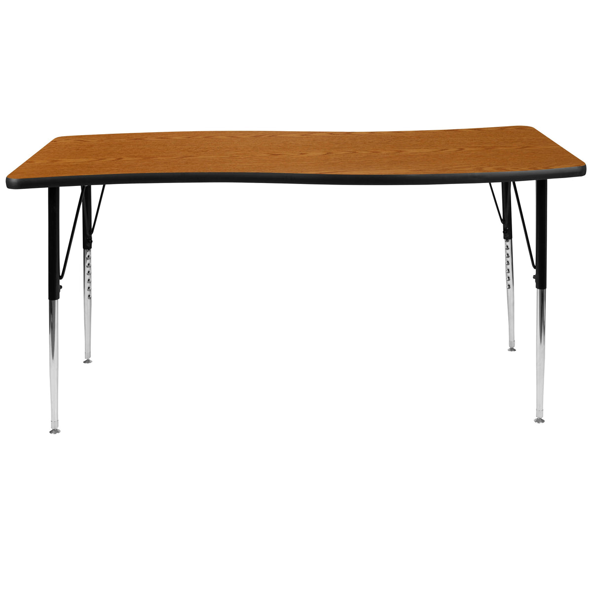Flash Furniture XU-A3060-CON-OAK-T-A-GG 26"W x 60"L Rectangular Wave Collaborative Oak Adjustable Height Activity Table (Oak Top/Black Frame) - View 6