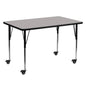 Flash Furniture XU-A3060-REC-GY-H-A-CAS-GG Mobile 30"W x 60"L Rectangular Grey HP Laminate Adjustable Activity Table (Gray Top/Black Frame) - Main view