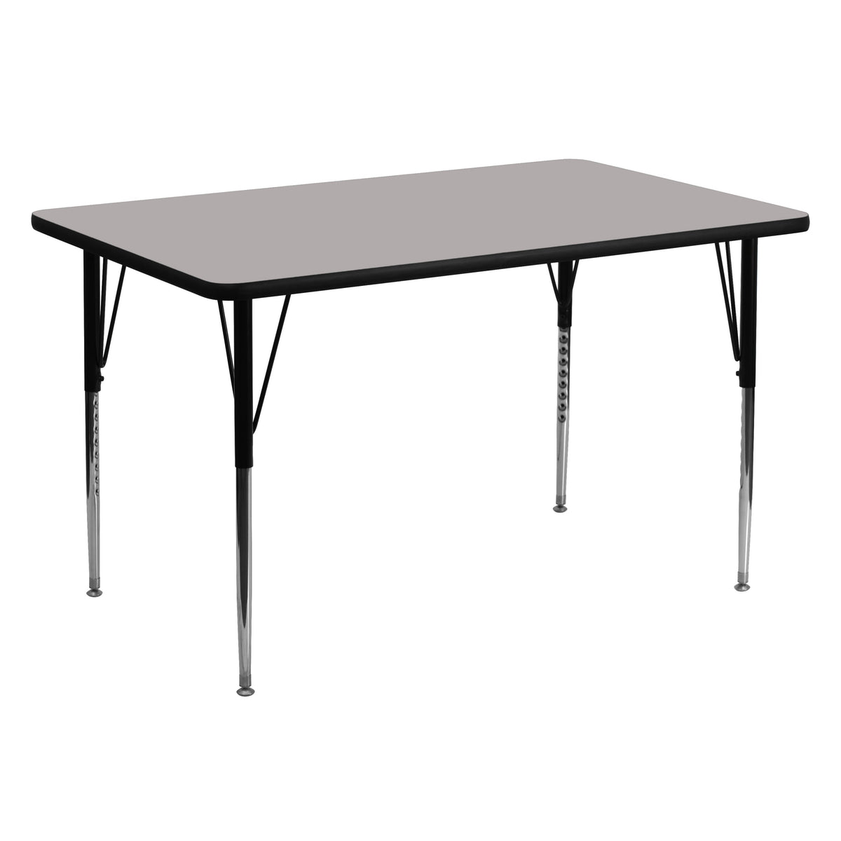 Flash Furniture XU-A3060-REC-GY-H-A-GG 30"W x 60"L Rectangular Grey HP Laminate Activity Table - Height Adjustable Legs (Gray Top/Black Frame) - Main view