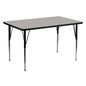 Flash Furniture XU-A3060-REC-GY-H-A-GG 30"W x 60"L Rectangular Grey HP Laminate Activity Table - Height Adjustable Legs (Gray Top/Black Frame) - Main view