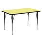 Flash Furniture XU-A3060-REC-YEL-T-A-GG 30"W x 60"L Rectangular Yellow Thermal Laminate Adjustable Activity Table (Yellow Top/Black Frame) - Main view