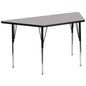 Flash Furniture XU-A3060-TRAP-GY-T-A-GG 29"W x 57"L Trapezoid Grey Thermal Laminate Adjustable Activity Table (Gray Top/Black Frame) - Main view