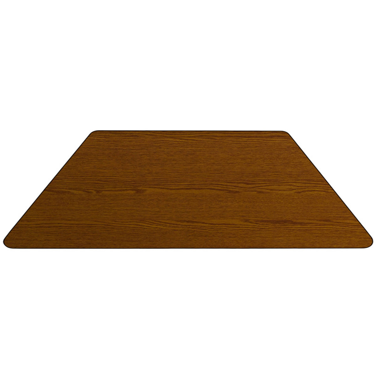 Flash Furniture XU-A3060-TRAP-OAK-T-A-GG 29"W x 57"L Trapezoid Oak Thermal Laminate Adjustable Activity Table (Oak Top/Black Frame) - View 3