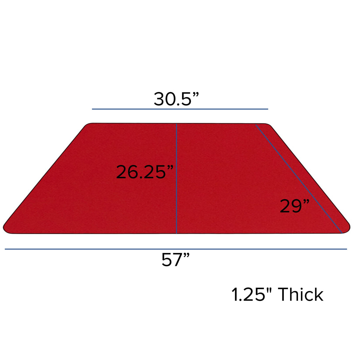 Flash Furniture XU-A3060-TRAP-RED-T-A-GG 29"W x 57"L Trapezoid Red Thermal Laminate Adjustable Activity Table (Red Top/Black Frame) - View 2