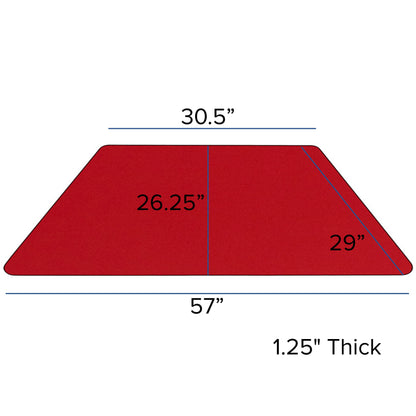 Flash Furniture XU-A3060-TRAP-RED-T-A-GG 29"W x 57"L Trapezoid Red Thermal Laminate Adjustable Activity Table (Red Top/Black Frame) - View 2