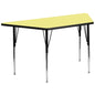 Flash Furniture XU-A3060-TRAP-YEL-T-A-GG 29"W x 57"L Trapezoid Yellow Thermal Laminate Adjustable Activity Table (Yellow Top/Black Frame) - Main view