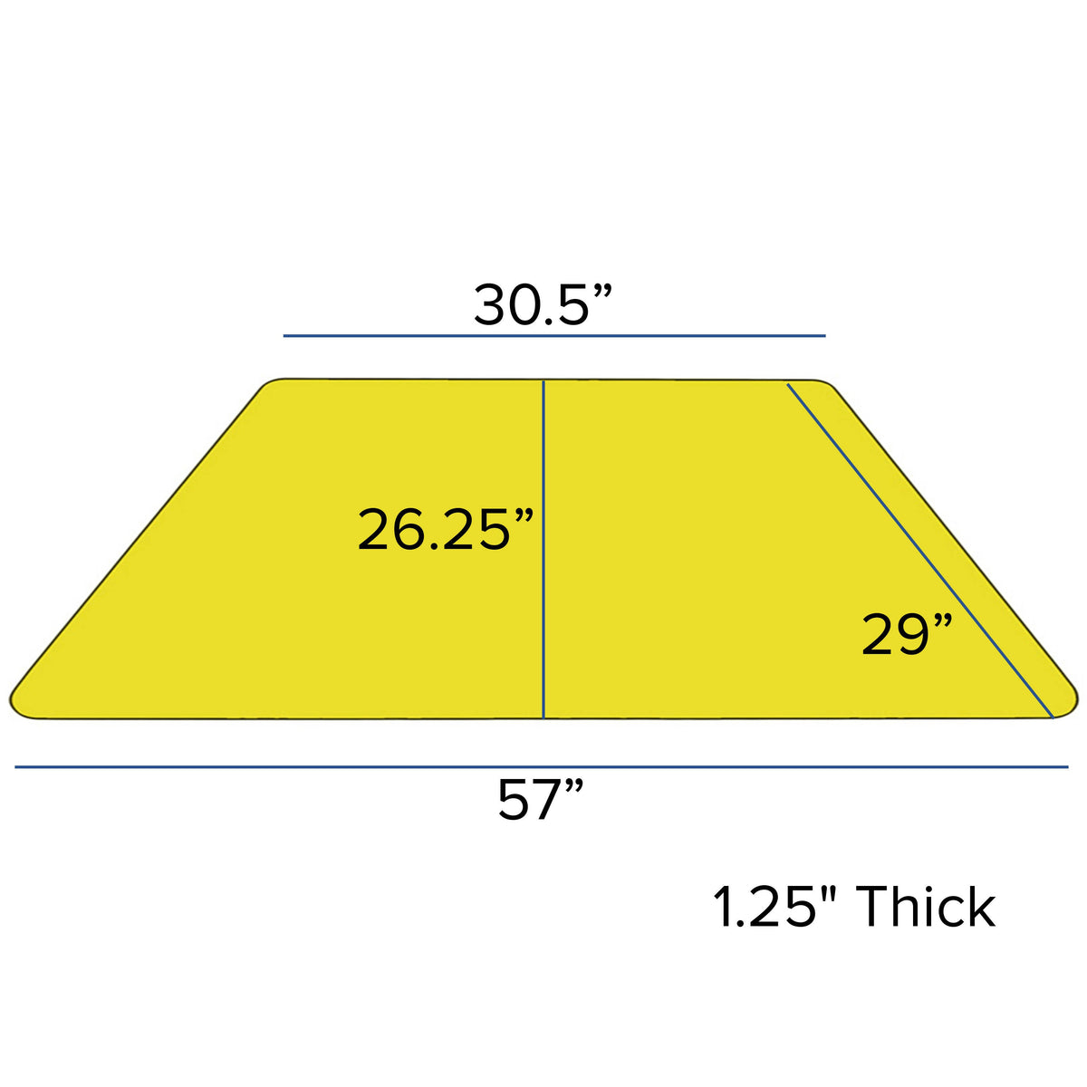Flash Furniture XU-A3060-TRAP-YEL-T-A-GG 29"W x 57"L Trapezoid Yellow Thermal Laminate Adjustable Activity Table (Yellow Top/Black Frame) - View 2