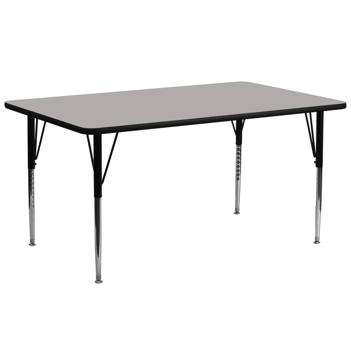 Flash Furniture XU-A3072-REC-GY-H-A-GG 30"W x 72"L Rectangular Grey HP Laminate Activity Table - Height Adjustable Legs (Gray Top/Black Frame) - Main view